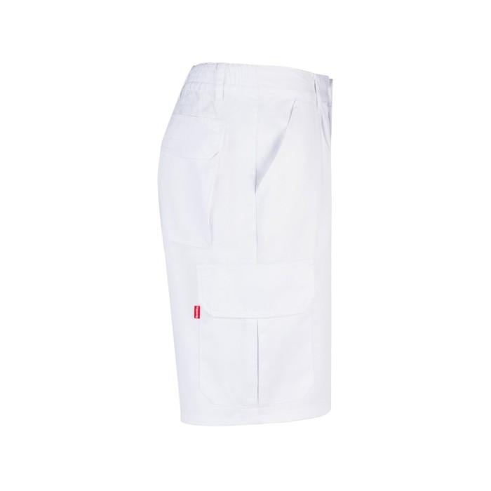 Bermudas de sarga multibolsillos de algodón y poliéster 200 g/m2 color blanco cuarta vista Bermudas de sarga multibolsillos de algodón y poliéster 200 g/m2 color blanco cuarta vista