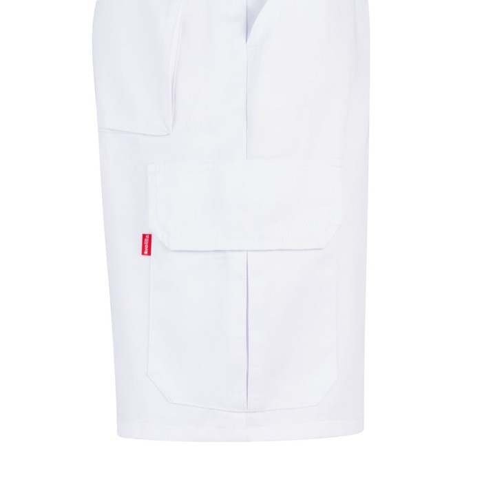 Bermudas de sarga multibolsillos de algodón y poliéster 200 g/m2 color blanco quinta vista Bermudas de sarga multibolsillos de algodón y poliéster 200 g/m2 color blanco quinta vista