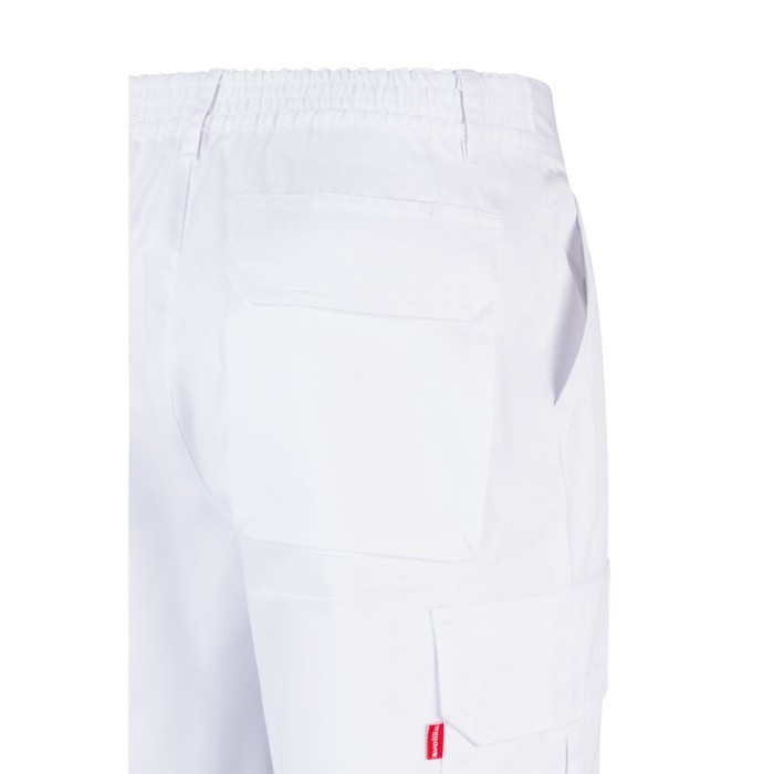 Bermudas de sarga multibolsillos de algodón y poliéster 200 g/m2 color blanco sexta vista Bermudas de sarga multibolsillos de algodón y poliéster 200 g/m2 color blanco sexta vista