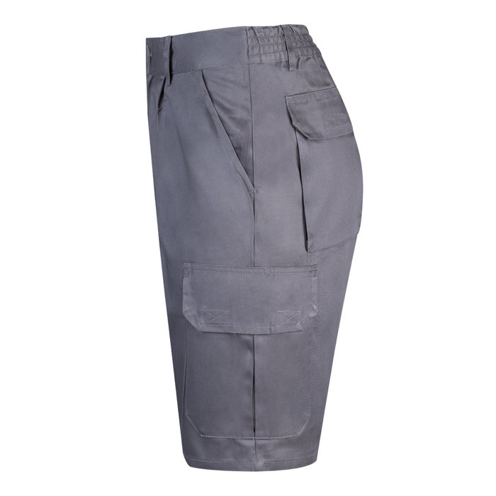 Bermudas de sarga multibolsillos de algodón y poliéster 200 g/m2 color gris tercera vista Bermudas de sarga multibolsillos de algodón y poliéster 200 g/m2 color gris tercera vista