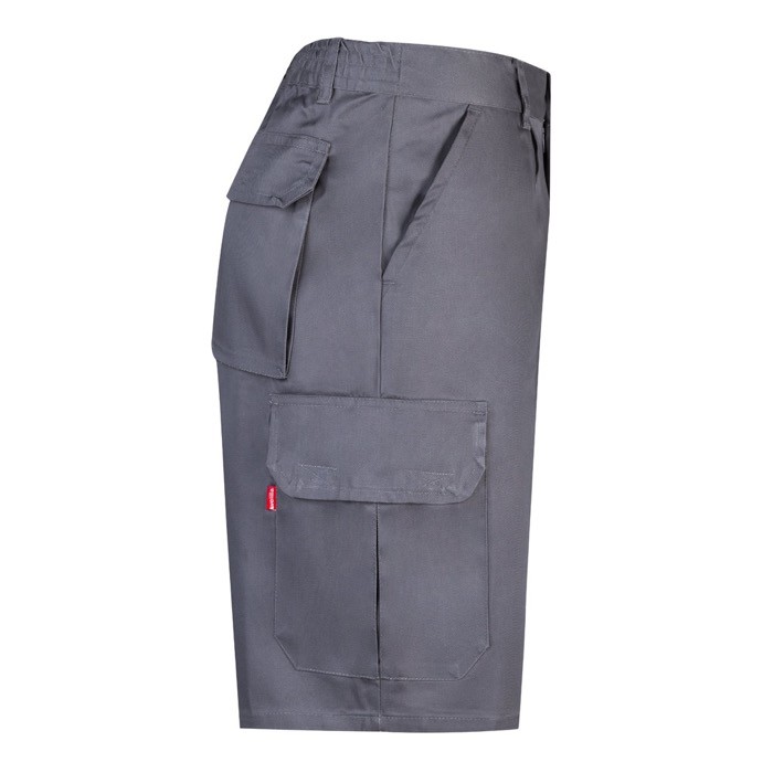 Bermudas de sarga multibolsillos de algodón y poliéster 200 g/m2 color gris cuarta vista Bermudas de sarga multibolsillos de algodón y poliéster 200 g/m2 color gris cuarta vista