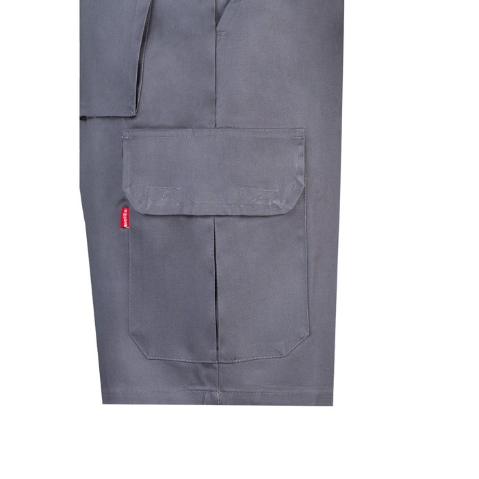 Bermudas de sarga multibolsillos de algodón y poliéster 200 g/m2 color gris quinta vista Bermudas de sarga multibolsillos de algodón y poliéster 200 g/m2 color gris quinta vista