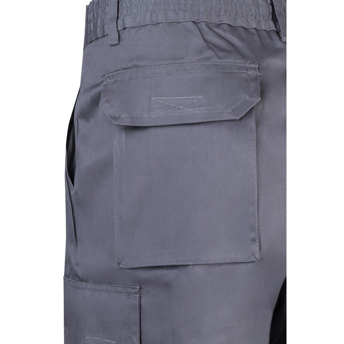 Bermudas de sarga multibolsillos de algodón y poliéster 200 g/m2 color gris sexta vista Bermudas de sarga multibolsillos de algodón y poliéster 200 g/m2 color gris sexta vista