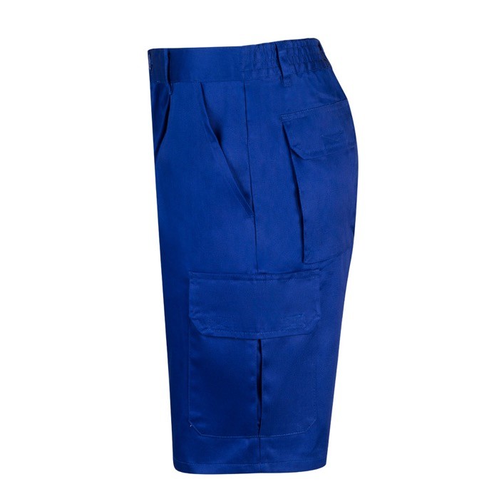 Bermudas de sarga multibolsillos de algodón y poliéster 200 g/m2 color azul real tercera vista Bermudas de sarga multibolsillos de algodón y poliéster 200 g/m2 color azul real tercera vista