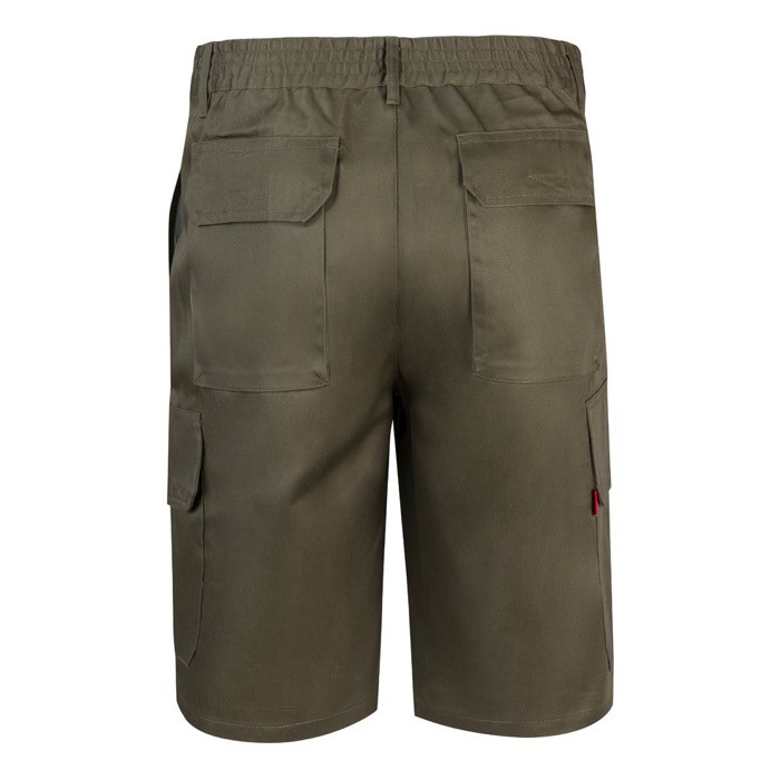 Bermudas de sarga multibolsillos de algodón y poliéster 200 g/m2 color verde militar segunda vista Bermudas de sarga multibolsillos de algodón y poliéster 200 g/m2 color verde militar segunda vista