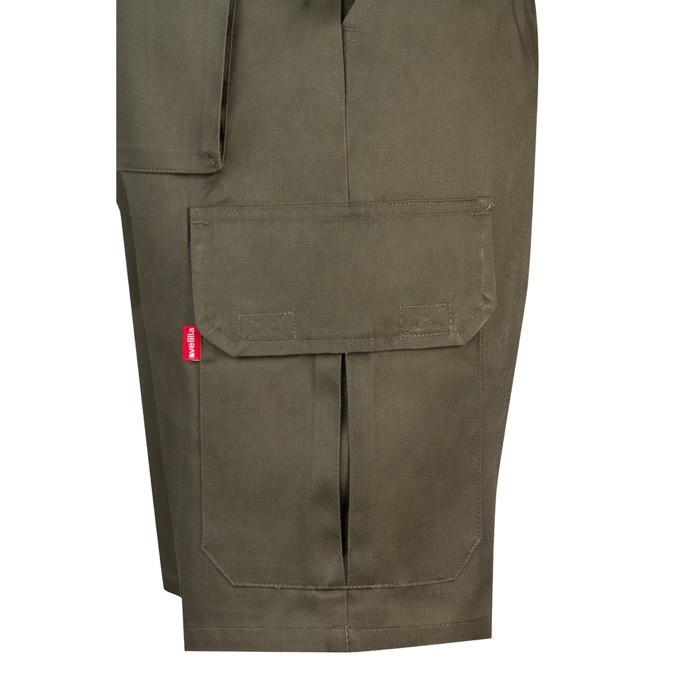 Bermudas de sarga multibolsillos de algodón y poliéster 200 g/m2 color verde militar quinta vista Bermudas de sarga multibolsillos de algodón y poliéster 200 g/m2 color verde militar quinta vista