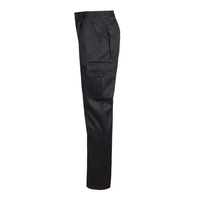 Pantalón multibolsillos unisex en algodón y poliéster 200 g/m2 color negro tercera vista Pantalón multibolsillos unisex en algodón y poliéster 200 g/m2 color negro tercera vista
