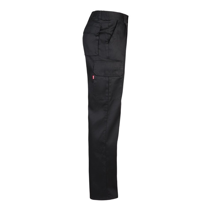 Pantalón multibolsillos unisex en algodón y poliéster 200 g/m2 color negro cuarta vista Pantalón multibolsillos unisex en algodón y poliéster 200 g/m2 color negro cuarta vista