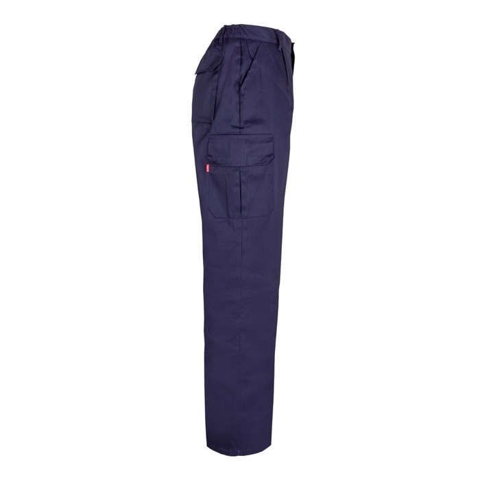 Pantalón multibolsillos unisex en algodón y poliéster 200 g/m2 color azul cuarta vista Pantalón multibolsillos unisex en algodón y poliéster 200 g/m2 color azul cuarta vista