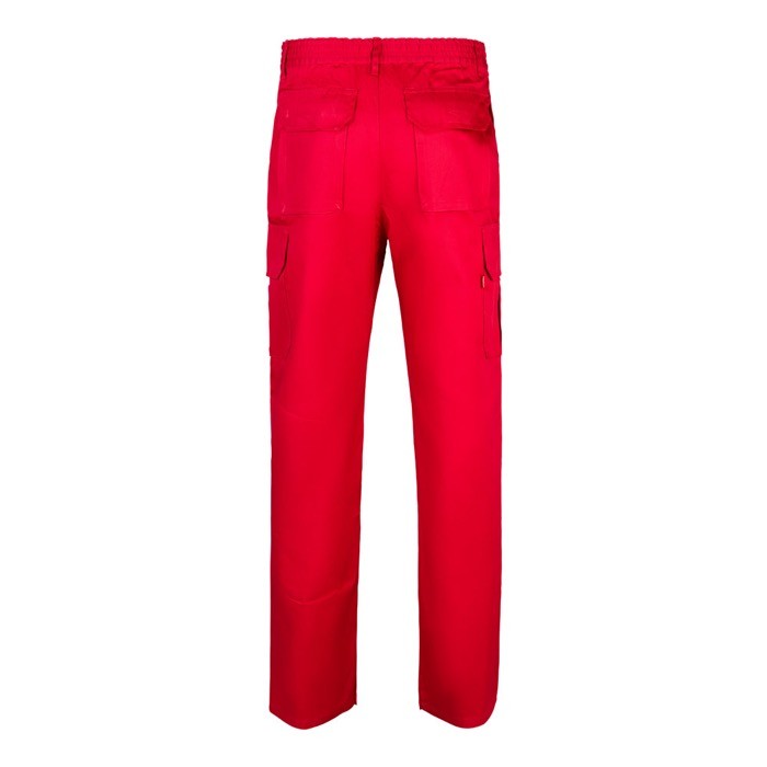 Pantalón multibolsillos unisex en algodón y poliéster 200 g/m2 color rojo segunda vista Pantalón multibolsillos unisex en algodón y poliéster 200 g/m2 color rojo segunda vista