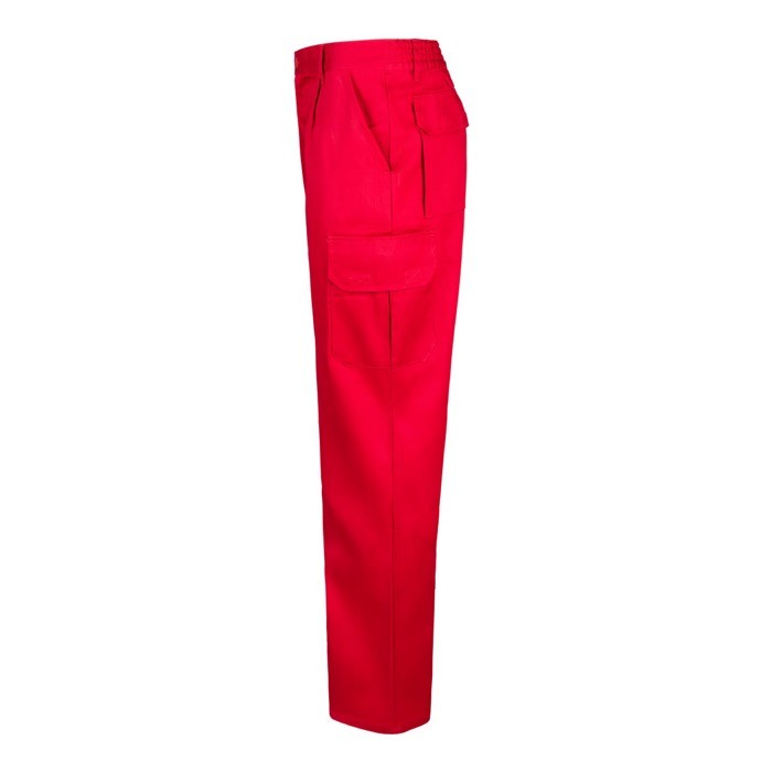 Pantalón multibolsillos unisex en algodón y poliéster 200 g/m2 color rojo tercera vista Pantalón multibolsillos unisex en algodón y poliéster 200 g/m2 color rojo tercera vista