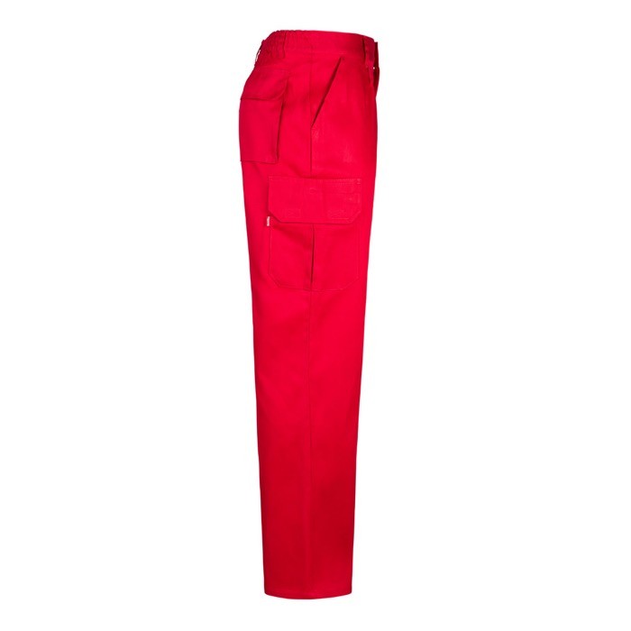 Pantalón multibolsillos unisex en algodón y poliéster 200 g/m2 color rojo cuarta vista Pantalón multibolsillos unisex en algodón y poliéster 200 g/m2 color rojo cuarta vista