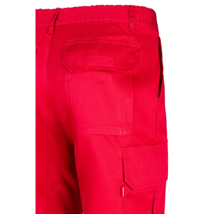 Pantalón multibolsillos unisex en algodón y poliéster 200 g/m2 color rojo sexta vista Pantalón multibolsillos unisex en algodón y poliéster 200 g/m2 color rojo sexta vista