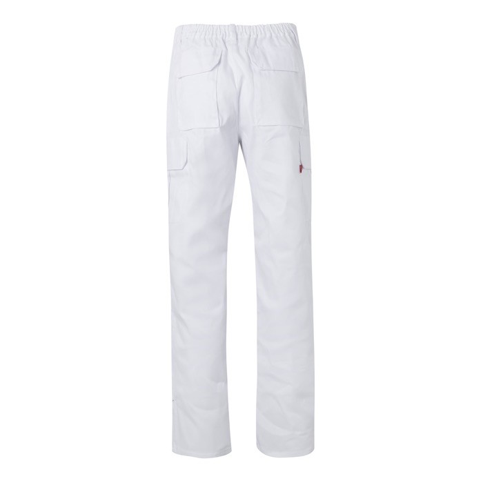 Pantalón multibolsillos unisex en algodón y poliéster 200 g/m2 color blanco segunda vista Pantalón multibolsillos unisex en algodón y poliéster 200 g/m2 color blanco segunda vista