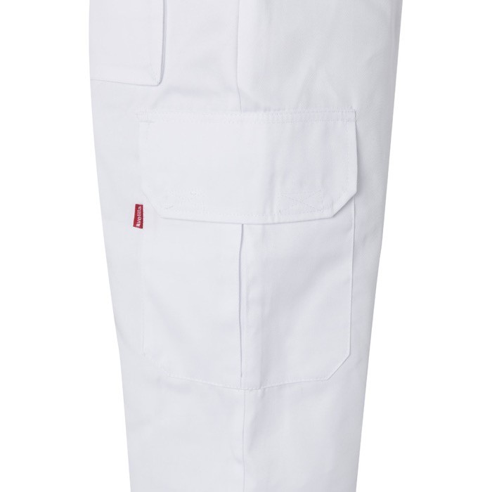 Pantalón multibolsillos unisex en algodón y poliéster 200 g/m2 color blanco quinta vista Pantalón multibolsillos unisex en algodón y poliéster 200 g/m2 color blanco quinta vista
