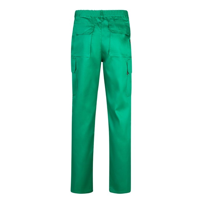 Pantalón multibolsillos unisex en algodón y poliéster 200 g/m2 color verde segunda vista Pantalón multibolsillos unisex en algodón y poliéster 200 g/m2 color verde segunda vista