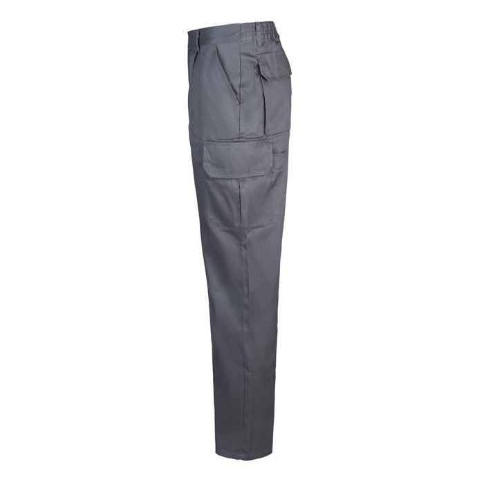 Pantalón multibolsillos unisex en algodón y poliéster 200 g/m2 color gris tercera vista Pantalón multibolsillos unisex en algodón y poliéster 200 g/m2 color gris tercera vista
