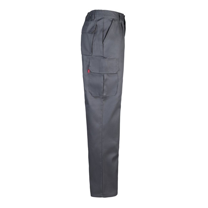 Pantalón multibolsillos unisex en algodón y poliéster 200 g/m2 color gris cuarta vista Pantalón multibolsillos unisex en algodón y poliéster 200 g/m2 color gris cuarta vista