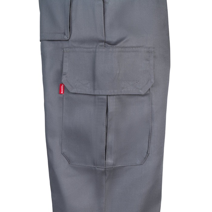 Pantalón multibolsillos unisex en algodón y poliéster 200 g/m2 color gris octava vista Pantalón multibolsillos unisex en algodón y poliéster 200 g/m2 color gris octava vista