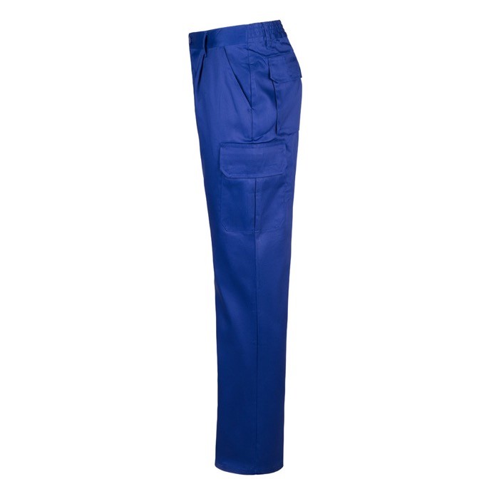 Pantalón multibolsillos unisex en algodón y poliéster 200 g/m2 color azul real tercera vista Pantalón multibolsillos unisex en algodón y poliéster 200 g/m2 color azul real tercera vista