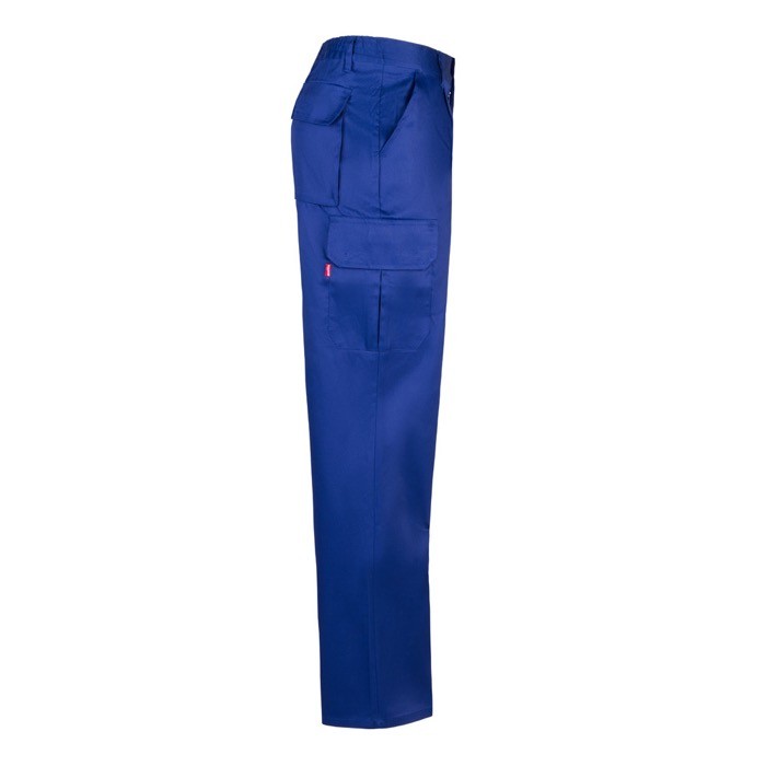 Pantalón multibolsillos unisex en algodón y poliéster 200 g/m2 color azul real cuarta vista Pantalón multibolsillos unisex en algodón y poliéster 200 g/m2 color azul real cuarta vista