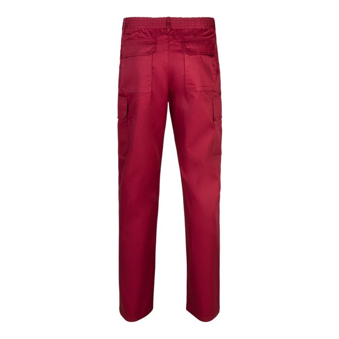 Pantalón multibolsillos unisex en algodón y poliéster 200 g/m2 color burdeos segunda vista Pantalón multibolsillos unisex en algodón y poliéster 200 g/m2 color burdeos segunda vista
