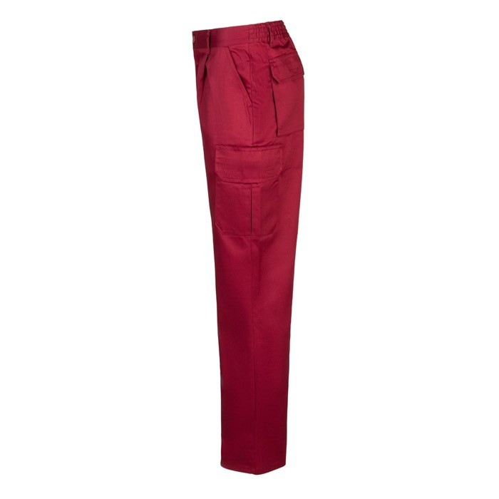 Pantalón multibolsillos unisex en algodón y poliéster 200 g/m2 color burdeos tercera vista Pantalón multibolsillos unisex en algodón y poliéster 200 g/m2 color burdeos tercera vista