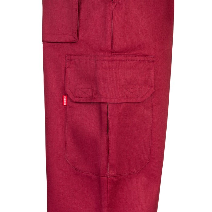 Pantalón multibolsillos unisex en algodón y poliéster 200 g/m2 color burdeos quinta vista Pantalón multibolsillos unisex en algodón y poliéster 200 g/m2 color burdeos quinta vista
