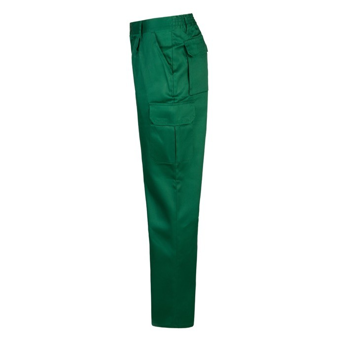 Pantalón multibolsillos unisex en algodón y poliéster 200 g/m2 color verde oscuro tercera vista Pantalón multibolsillos unisex en algodón y poliéster 200 g/m2 color verde oscuro tercera vista