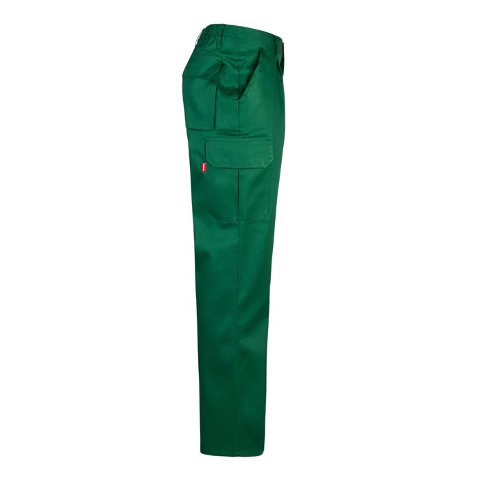 Pantalón multibolsillos unisex en algodón y poliéster 200 g/m2 color verde oscuro cuarta vista Pantalón multibolsillos unisex en algodón y poliéster 200 g/m2 color verde oscuro cuarta vista