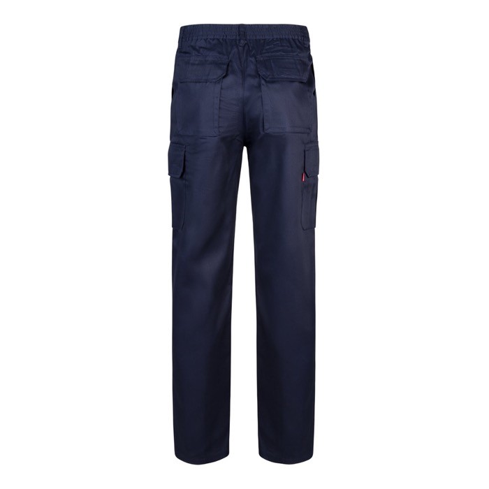Pantalón multibolsillos unisex en algodón y poliéster 200 g/m2 color azul marino segunda vista Pantalón multibolsillos unisex en algodón y poliéster 200 g/m2 color azul marino segunda vista