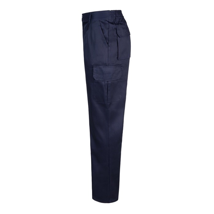 Pantalón multibolsillos unisex en algodón y poliéster 200 g/m2 color azul marino tercera vista Pantalón multibolsillos unisex en algodón y poliéster 200 g/m2 color azul marino tercera vista