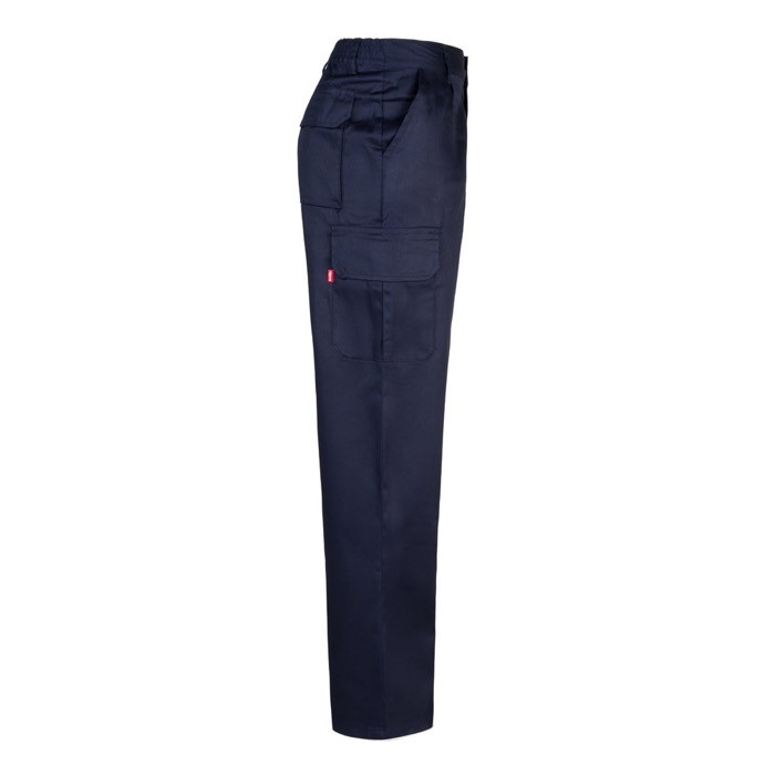 Pantalón multibolsillos unisex en algodón y poliéster 200 g/m2 color azul marino cuarta vista Pantalón multibolsillos unisex en algodón y poliéster 200 g/m2 color azul marino cuarta vista