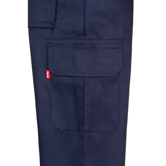 Pantalón multibolsillos unisex en algodón y poliéster 200 g/m2 color azul marino quinta vista Pantalón multibolsillos unisex en algodón y poliéster 200 g/m2 color azul marino quinta vista