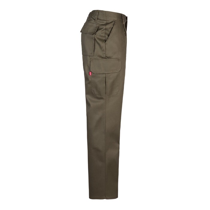 Pantalón multibolsillos unisex en algodón y poliéster 200 g/m2 color verde militar cuarta vista Pantalón multibolsillos unisex en algodón y poliéster 200 g/m2 color verde militar cuarta vista
