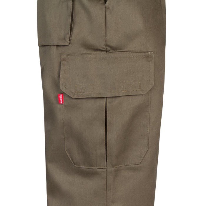 Pantalón multibolsillos unisex en algodón y poliéster 200 g/m2 color verde militar quinta vista Pantalón multibolsillos unisex en algodón y poliéster 200 g/m2 color verde militar quinta vista
