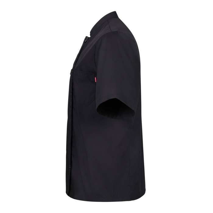 Chaqueta para cocina de manga corta de poliéster y algodón 110 g/m2 color negro tercera vista Chaqueta para cocina de manga corta de poliéster y algodón 110 g/m2 color negro tercera vista