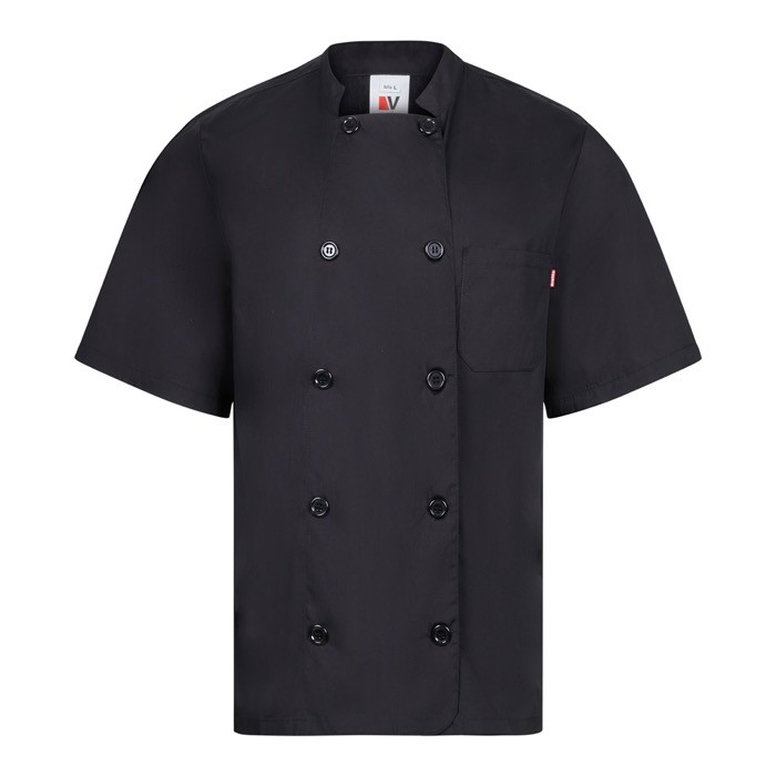 Chaqueta para cocina de manga corta de poliéster y algodón 110 g/m2 color negro Chaqueta para cocina de manga corta de poliéster y algodón 110 g/m2 color negro