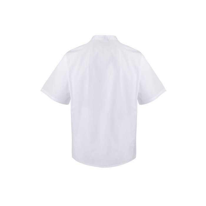 Chaqueta para cocina de manga corta de poliéster y algodón 110 g/m2 color blanco segunda vista Chaqueta para cocina de manga corta de poliéster y algodón 110 g/m2 color blanco segunda vista