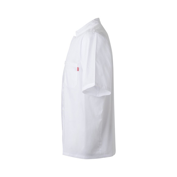Chaqueta para cocina de manga corta de poliéster y algodón 110 g/m2 color blanco tercera vista Chaqueta para cocina de manga corta de poliéster y algodón 110 g/m2 color blanco tercera vista