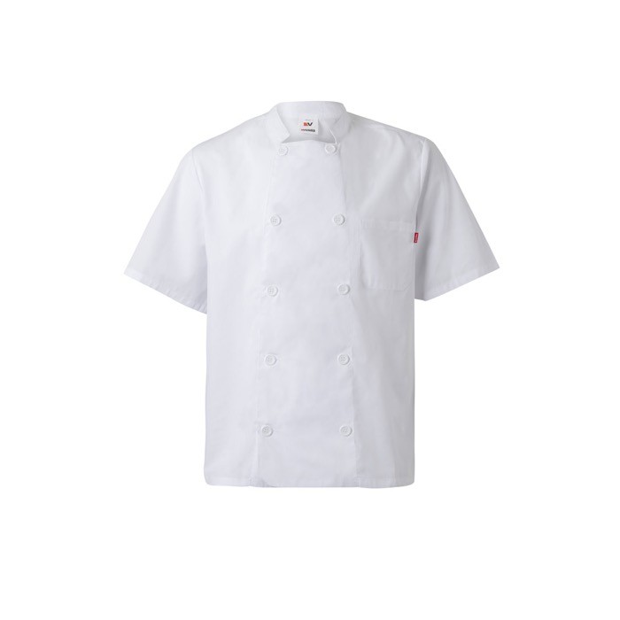 Chaqueta para cocina de manga corta de poliéster y algodón 110 g/m2 color blanco Chaqueta para cocina de manga corta de poliéster y algodón 110 g/m2 color blanco