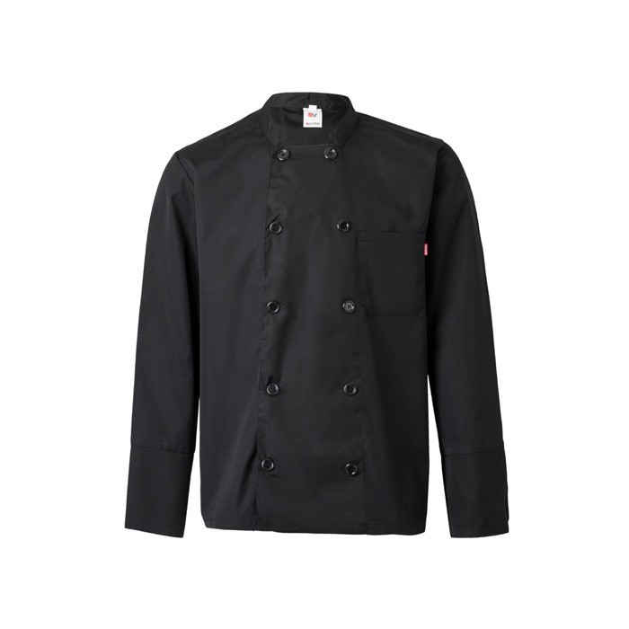 Chaqueta de cocina de manga larga de poliéster y algodón 175 g/m2 color negro Chaqueta de cocina de manga larga de poliéster y algodón 175 g/m2 color negro