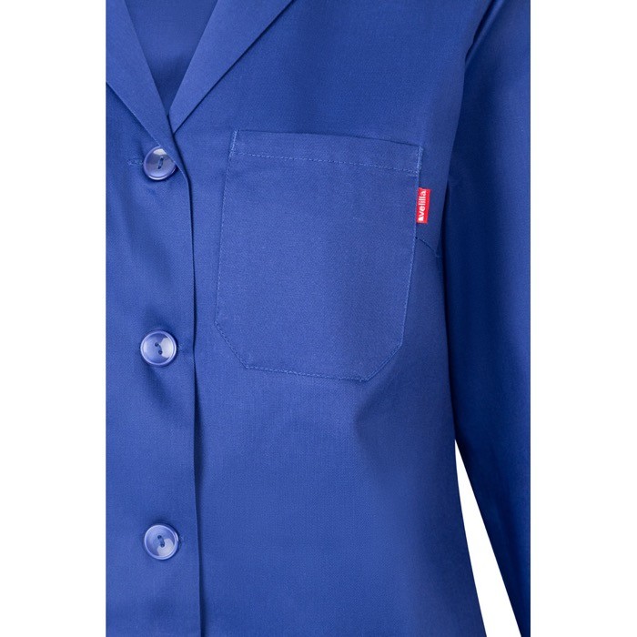 Bata laboral de manga larga de poliéster y algodón 175 g/m2 color azul real quinta vista Bata laboral de manga larga de poliéster y algodón 175 g/m2 color azul real quinta vista