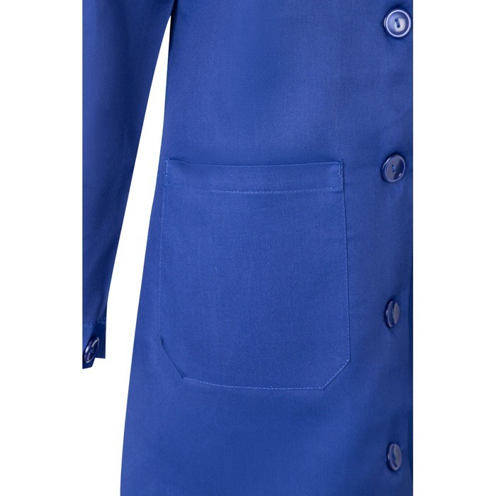 Bata laboral de manga larga de poliéster y algodón 175 g/m2 color azul real sexta vista Bata laboral de manga larga de poliéster y algodón 175 g/m2 color azul real sexta vista