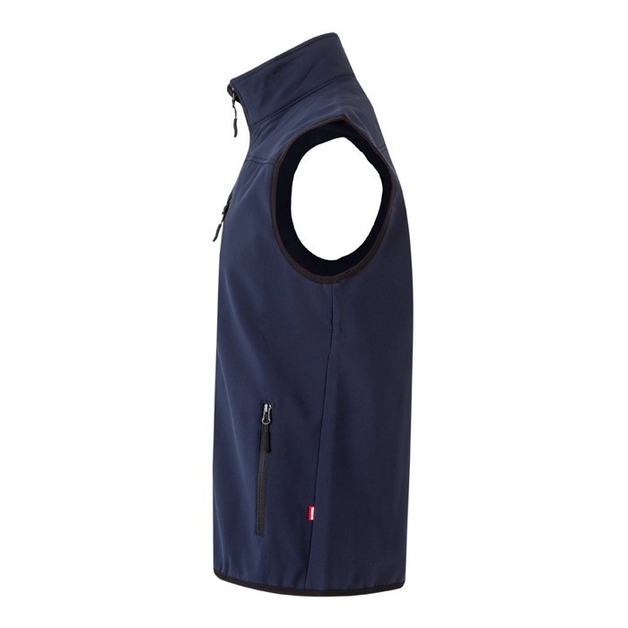 Chaleco laboral softshell con forro polar de poliéster 280 g/m2 color azul marino tercera vista