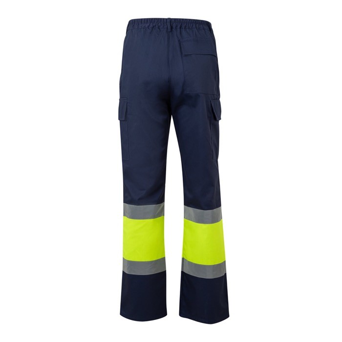 Pantalón de trabajo unisex de algodón y poliéster 190 g/m2 color amarillo segunda vista Pantalón de trabajo unisex de algodón y poliéster 190 g/m2 color amarillo segunda vista