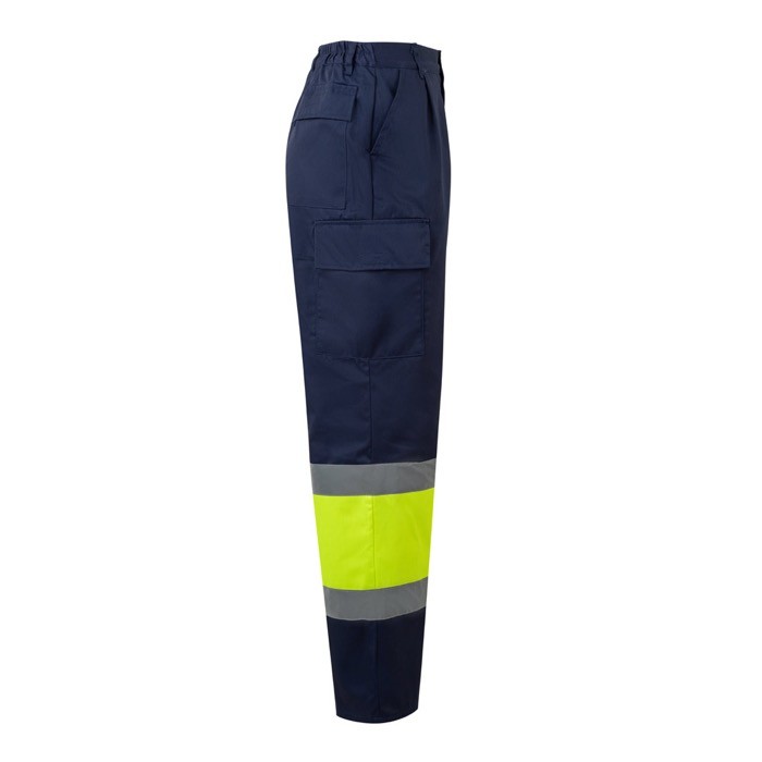 Pantalón de trabajo unisex de algodón y poliéster 190 g/m2 color amarillo cuarta vista Pantalón de trabajo unisex de algodón y poliéster 190 g/m2 color amarillo cuarta vista