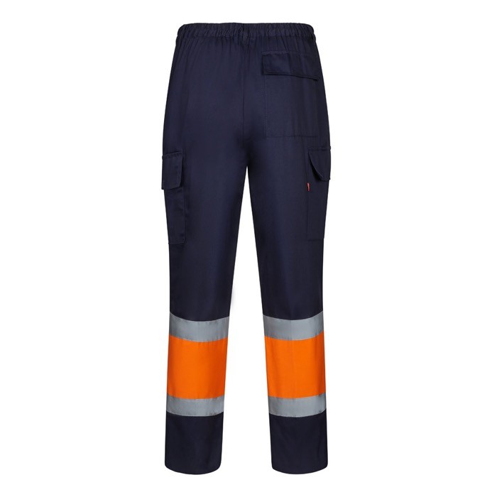 Pantalón de trabajo unisex de algodón y poliéster 190 g/m2 color naranja segunda vista Pantalón de trabajo unisex de algodón y poliéster 190 g/m2 color naranja segunda vista
