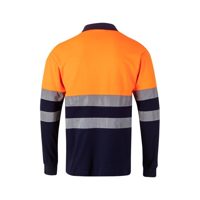 Polo de trabajo bicolor de manga larga de alta visibilidad 150 g/m2 color naranja segunda vista