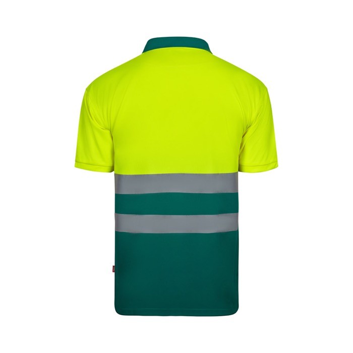Polo de manga corta laboral unisex ojo de perdiz 140 g/m2 color verde segunda vista Polo de manga corta laboral unisex ojo de perdiz 140 g/m2 color verde segunda vista